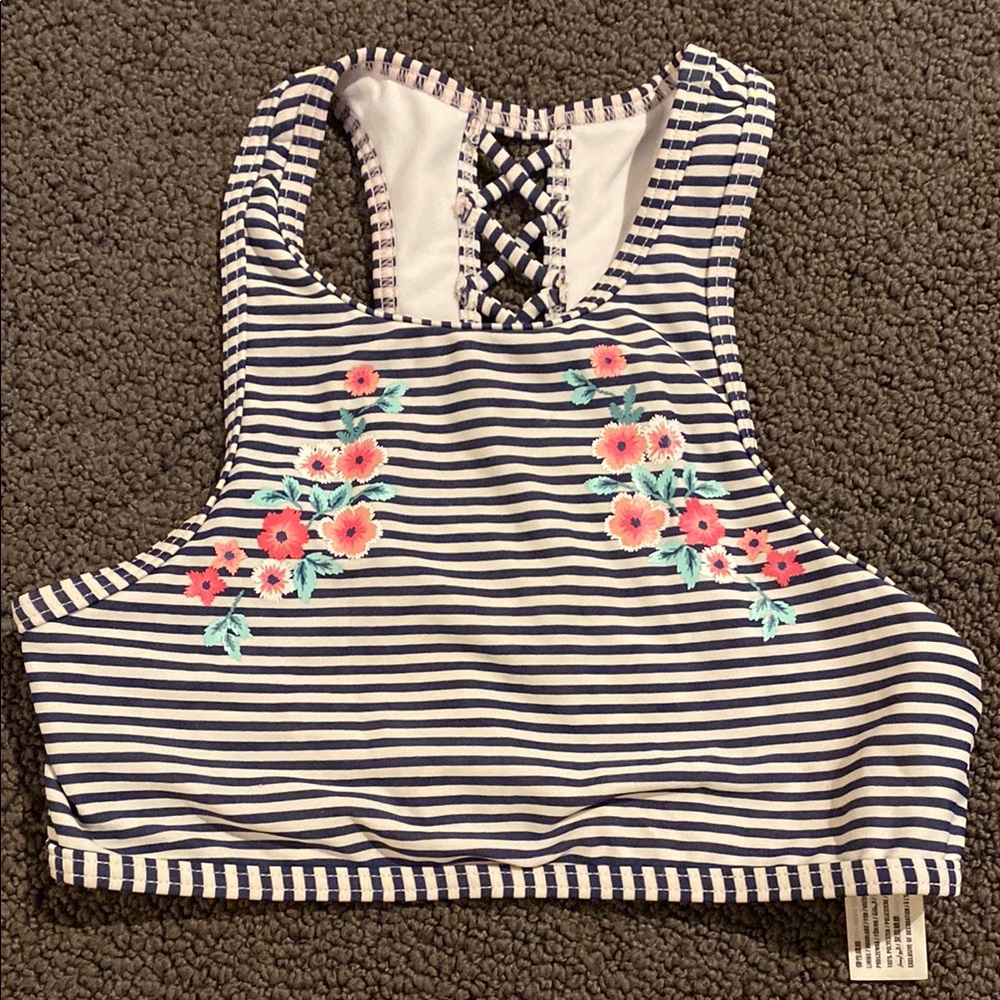 Abercrombie Kids Navy and White Striped  bikini Top